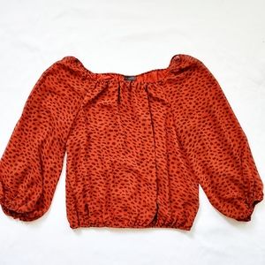 Vince Camuto Cheetah Print Peasant Top